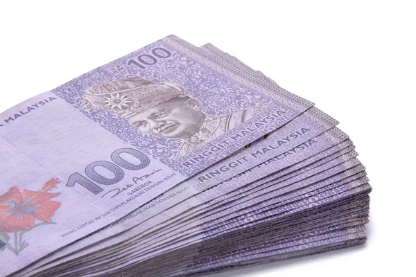 Ringgit money of hundred stacked — Stock Photo, Image