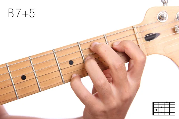 Tutorial de acordes de guitarra B7 + 5 — Fotografia de Stock