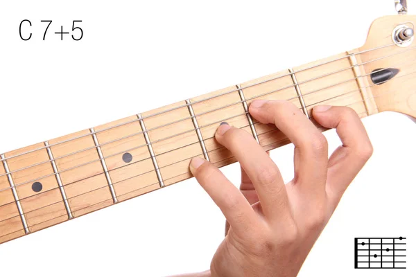Tutorial de acordes de guitarra C7 + 5 — Fotografia de Stock