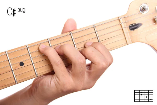 C # aug guitar chord tutorial — стоковое фото