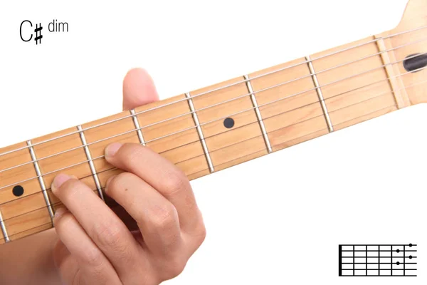 C # dim guitar chord tutorial — стоковое фото