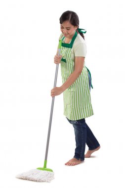 Beyaz arka plan üzerinde izole sildiğine göre bir hizmetçi tam vücut portresi