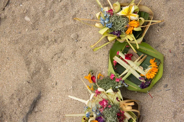 Balinese Hindu Offerings Beach Sands Royalty Free Stock Images