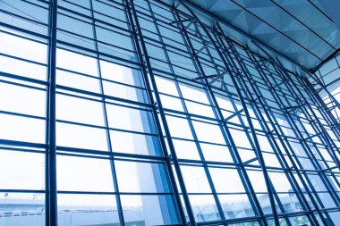Airport glass window, modern architecture design