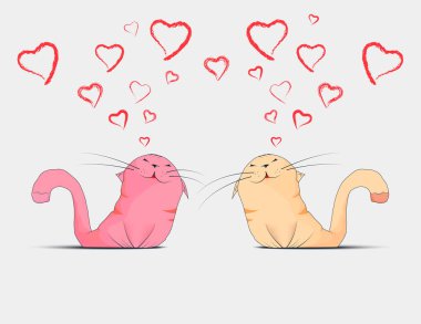 İçinde aşk cats çift kartpostal