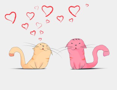 İçinde aşk cats çift kartpostal