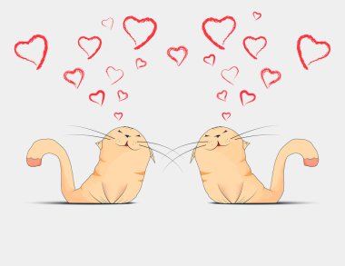 İçinde aşk cats çift kartpostal