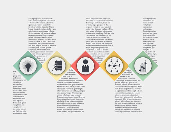 Business infographics.Presentation slide with 5 squares. Vector infographic element.