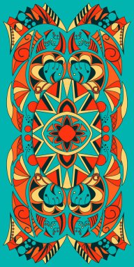 Mandalalı kusursuz desenli fayans. Klasik dekoratif elementler. El çizimi arka plan. İslam, Arapça, Hintçe, sedir motifleri. Kumaş ya da kağıda yazdırmak için mükemmel.