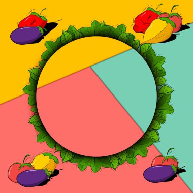 Sebze ve yapraklar tasarım şablonu