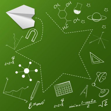 Kağıt Uçak ve okul vektör arka plan doodle.