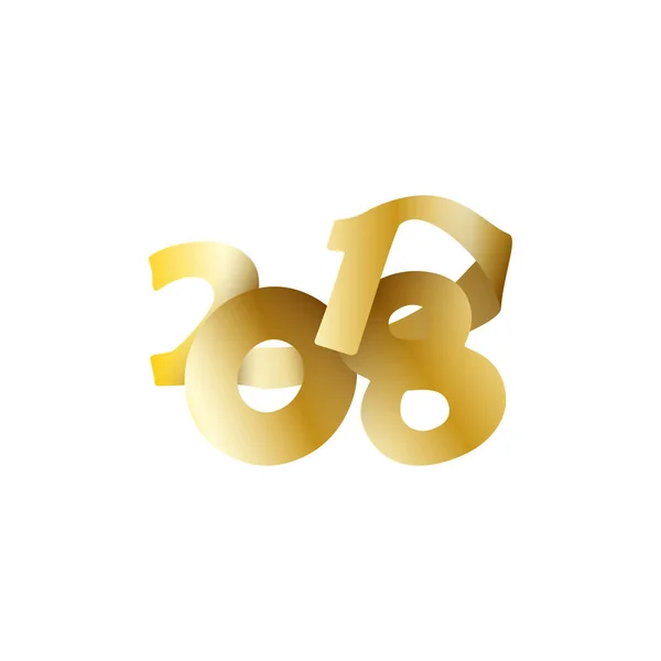 Boldog új évet 2018 gold szöveg Design vektor, a fehér háttér. Vektoros illusztráció. — Stock Vector