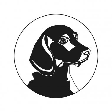 Bir köpek, şirin bir köpek resmi şeklinde logosu. Köpek. Vektör çizim. Beyaz arka plan üzerinde izole.