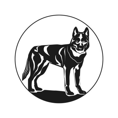 Bir köpek, şirin bir köpek resmi şeklinde logosu. Köpek. Vektör çizim. Beyaz arka plan üzerinde izole.
