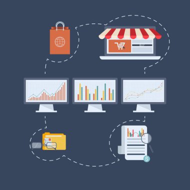 Düz tasarım konsepti simgeleri iş, web ve mobil servisler için.