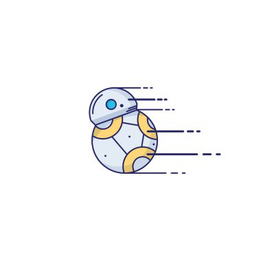 Oyuncak robot simgesi ince anahat tarzı. Vektör çizimler
