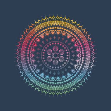 Tasarım, kumaş üzerine için renkli bir mandala.