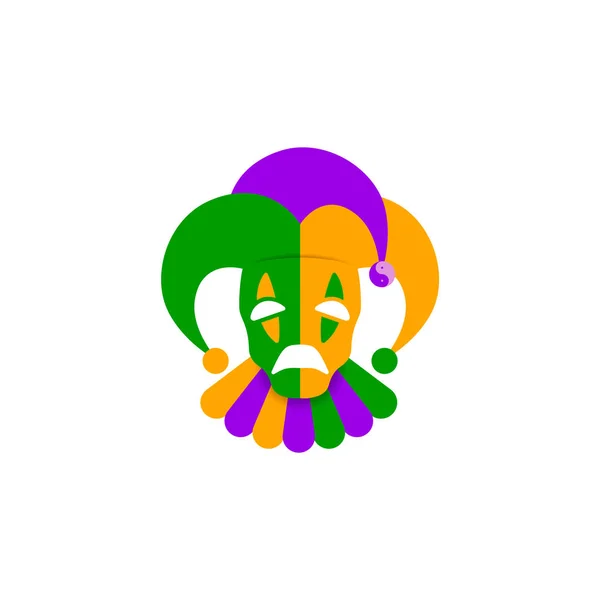 Smutny maska klauna dla Mardi Grasse. Ilustracje wektorowe — Wektor stockowy