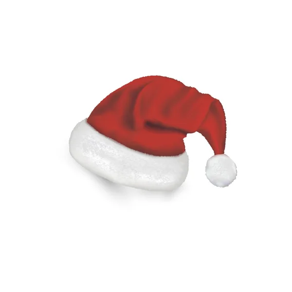 Jul jultomten hattar med skugga in. Nytt år Red Hat isolerad på vit bakgrund. Vektorillustration. — Stock vektor