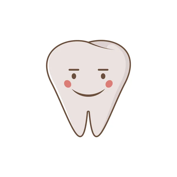 Bonito feliz sorrindo dente engraçado. Vetor moderno estilo plano desenho animado personagem ilustração. Dente claro crianças conceito de natal cartão dentista dental . —  Vetores de Stock