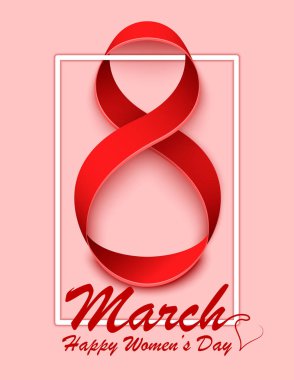 8 Mart tebrik kartı. Uluslararası Kadın Günü için arka plan şablonu. Vektör illüstrasyonu