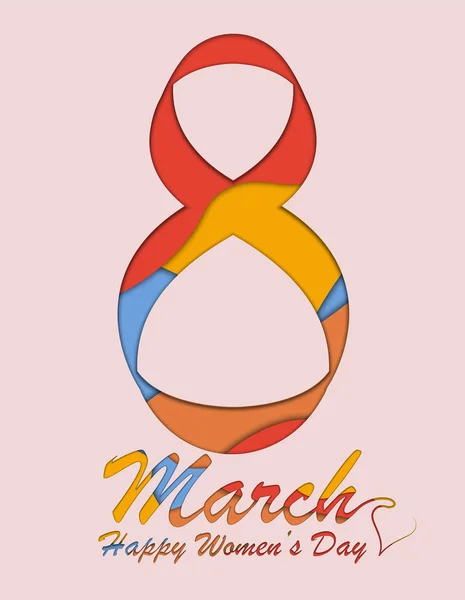 Tarjeta de felicitación del 8 de marzo. Plantilla de fondo para el Día Internacional de la Mujer. Ilustración vectorial — Archivo Imágenes Vectoriales