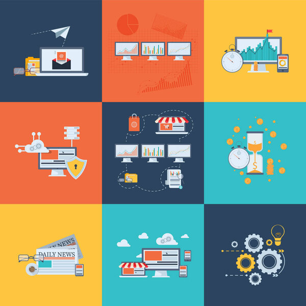 Концепция плоского дизайна иконы для бизнеса, веб и мобильных услуг. Концепции бизнеса
