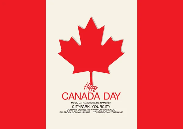 Happy Canada Day Flyer Sjabloon Vlag Van Canada Met Vuurwerk — Stockvector