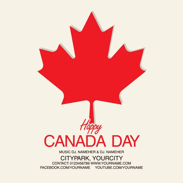 Happy Canada Day Flyer Sjabloon Vlag Van Canada Met Vuurwerk — Stockvector