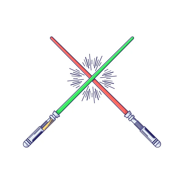 İki kılıç siyah arka plan üzerine beyaz. Oyuncak robot simgesi ince anahat tarzı. Vektör çizimler