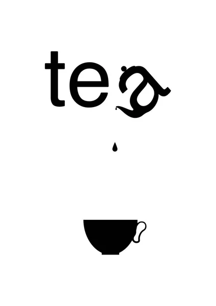 Calligraphy Hand Written Phrases Tea Tea Shop Lettering Design Collection — Stock Vector