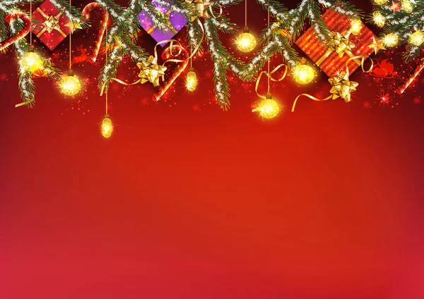 Roter Hintergrund für frohe Weihnachten und ein gutes neues Jahr - Vektor — Stockvektor