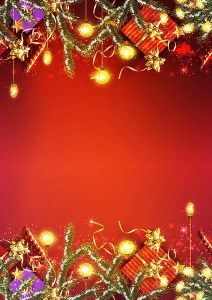 Fondo rojo para Feliz Navidad y Feliz Año Nuevo - Vector — Archivo Imágenes Vectoriales