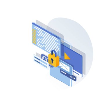 Isometric cep telefonu ve internet bankacılığı. Çevrimiçi ödeme güvencesi. Koruma alışverişi kablosuz ödemesi akıllı telefondan yapılıyor. Bilginin korunması. Kriptografi