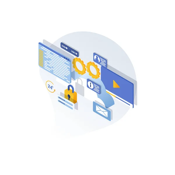 Isometric. Bulut bilgi güvenliği. Çevrimiçi ödeme güvencesi. Koruma alışverişi kablosuz internet üzerinden ödeniyor. Bilginin korunması. Kriptografi. — Stok Vektör