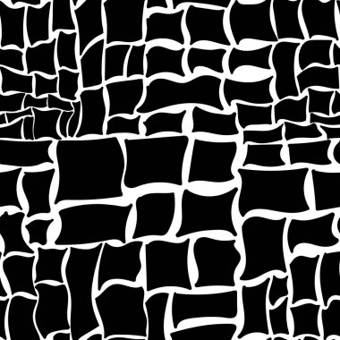 Seamless pattern with rectangles and squares. Fashion 80-90s. Black and white textures - Vector