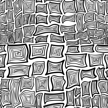 Seamless pattern with rectangles and squares. Fashion 80-90s. Black and white textures - Vector