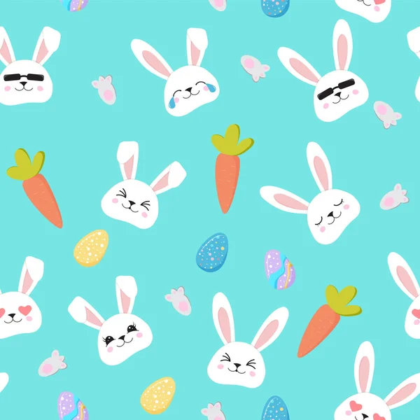 Rabbit face seamless pattern. Easter bunny. Happy bunny. Happy Easter - Vector — Stock vektor