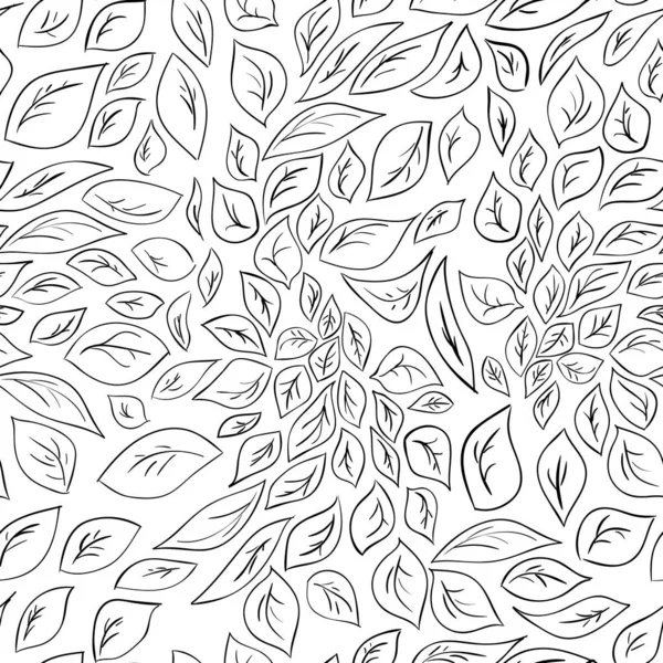 Seamless pattern with leaves. Linear seamless pattern. Fashion 80-90s. Black and white textures - Vector — 图库矢量图片