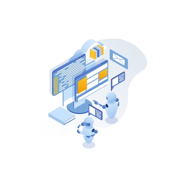 Enseñanza Distancia Robotización Automatización Entrenamiento Línea Desarrollo Software Ilustración Vectorial — Vector de stock