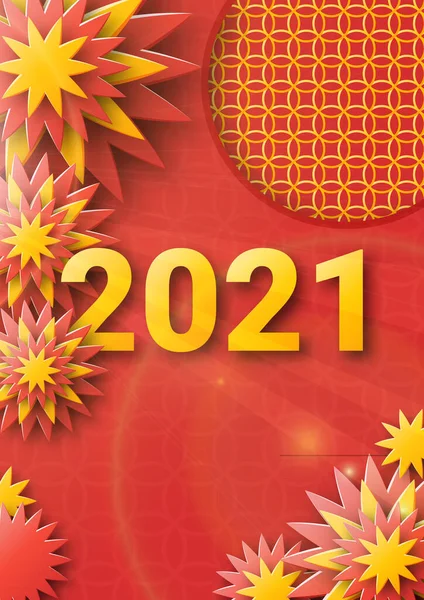 Poster Ditetapkan Untuk Tahun Baru Imlek 2021 Vektor Ilustrasi Awan - Stok Vektor
