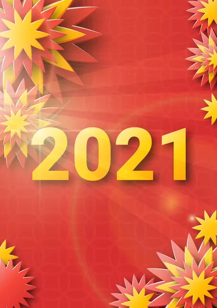 Poster Ditetapkan Untuk Tahun Baru Imlek 2021 Vektor Ilustrasi Awan - Stok Vektor