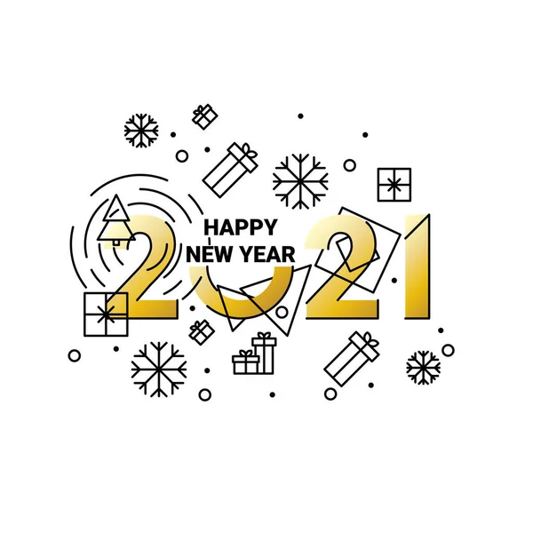 2021年新年快乐设计模板 贺卡或印刷品的设计 节日传单 问候语和邀请函 圣诞主题贺词和贺卡 — 图库矢量图片