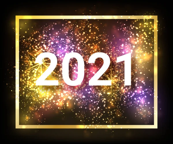 Desain Logo Tahun 2021 Menulis Emas Nomor Putih 2021 - Stok Vektor