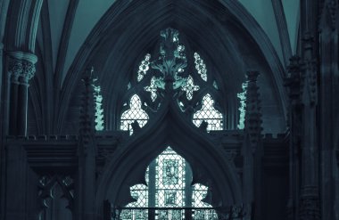 Bekle, yukarıdaki pencereyi Wells katedral Bw içinde