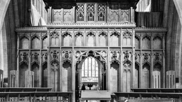 Wells Cathedral het rood scherm vanuit het schip Bw — Stockfoto
