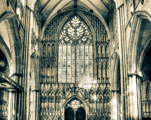 York Minster West Window Interior Heart Of York HDR split toning — Stock Photo, Image