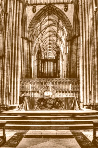 York Minster oltář Hdr Sépiový tón — Stock fotografie