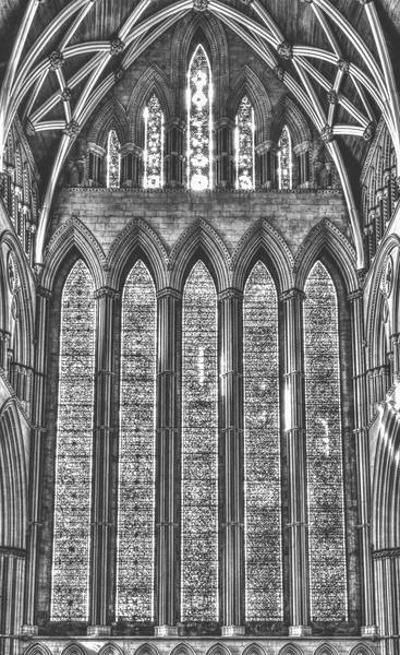 York Minster Βορείου κλίτους λεκιασμένο γυαλί Hdr Bw — Φωτογραφία Αρχείου