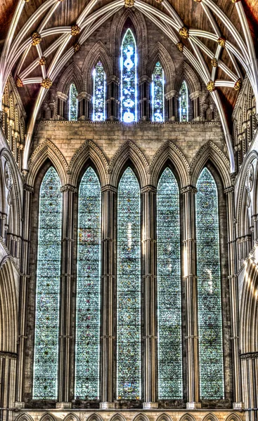 York Minster Kuzey Transept vitray Hdr — Stok fotoğraf